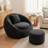 39.4" Black Wide Oversized Bouclé Barrel Chair with Lumbar Pillow, Foam-Filled Comfy Lounge Chair for Living Room and Bedroom