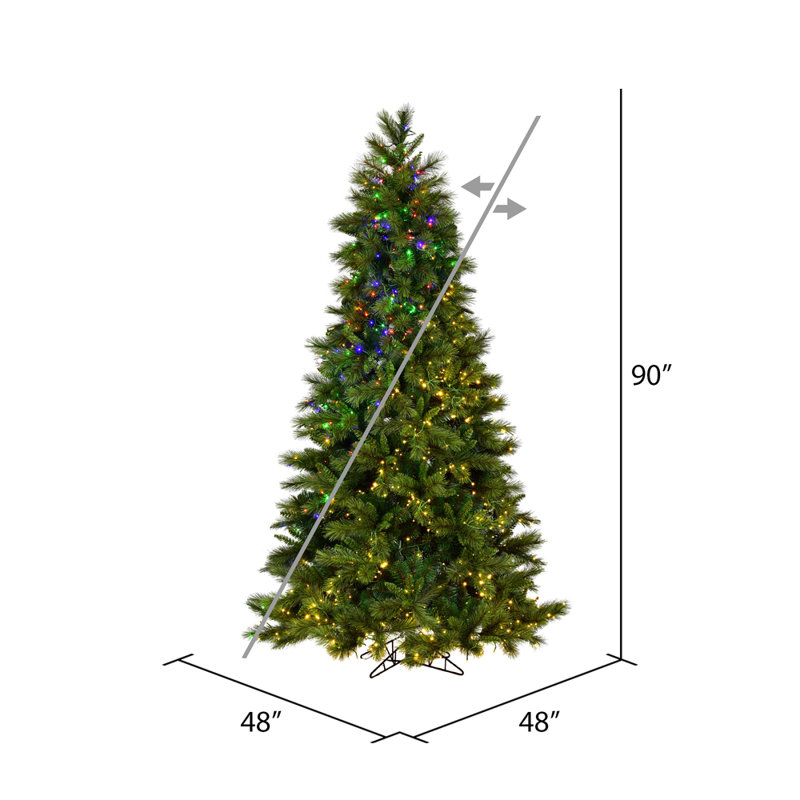 Vickerman Brighton Pine Artificial Christmas Tree Lighted Artificial Pine Christmas Tree, Multicolored, 7.5' H