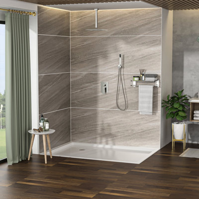 12 Inch Ceiling Mount Shower - Brushed Nickel Dual Head With Rainfall And Handheld, Water Control Valve For User- Operation -balanced Stable Temperature