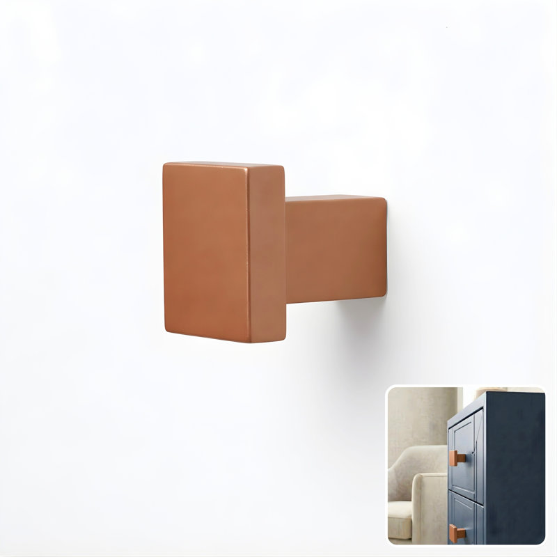 ROUS Hardware Art Deco Square Knob, Copper (Brown)