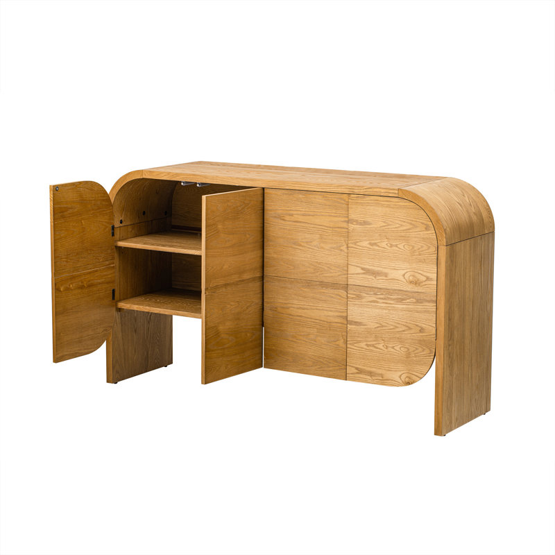 Buffet 4 portes avec grand rangement, Naturel