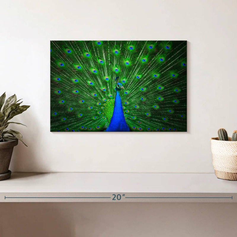 Crowle Bright Green Peacock Feather, 8" H x 12" W
