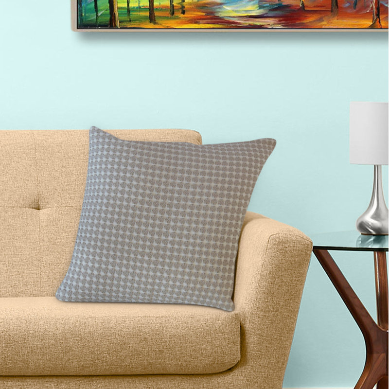 Oreiller en coton à pois Efrem, 20 po x 20 po, Coussin décoratif, Gris clair
