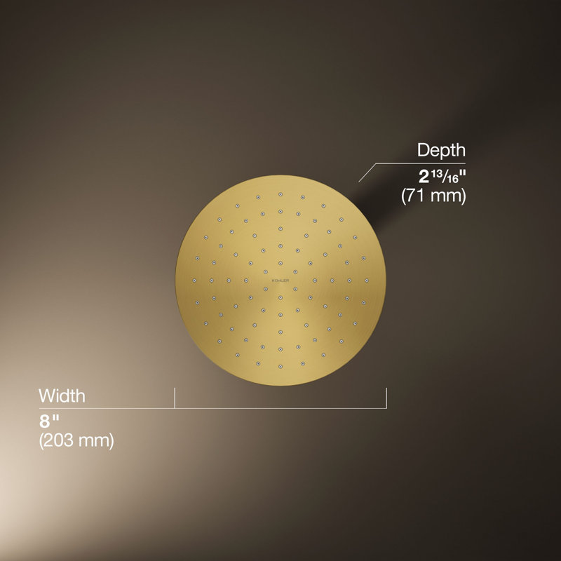 Contemporary Rain Shower Head, Vibrant Brushed Moderne Brass, Round , 2.5 GPM