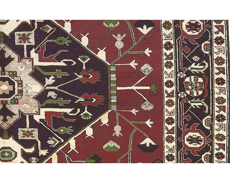 Tapis beige et vin de haute qualité noué à la main
