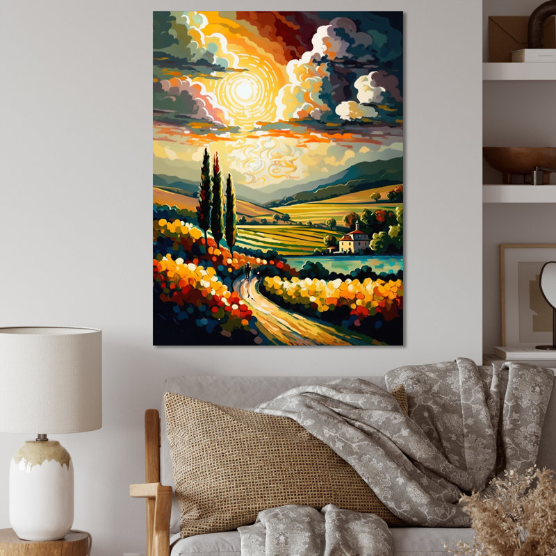 Les rayons du soleil de Maurat culminant à travers les nuages I, H 20 po x l 12 po x P 1 po, Toile tendue