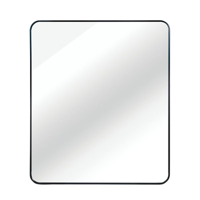 Modern Square Bathroom Mirror with Shatterproof Film - Rust-Resistant Black Metal Frame, HD Glass for Contemporary Spaces