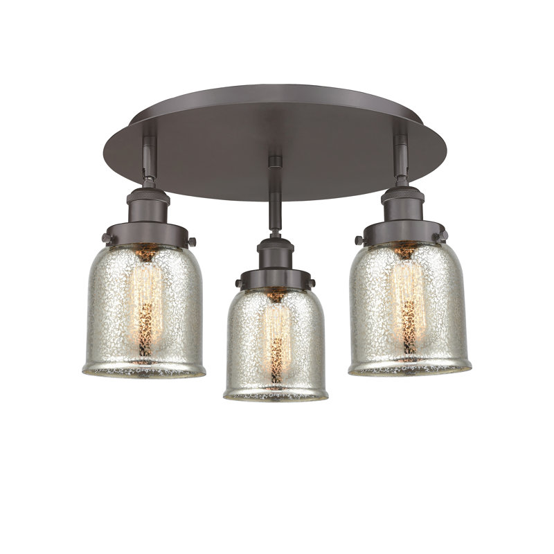 Bejtullah Glass Flush Mount, Silver Plated Mercury, Oil Rubbed Bronze