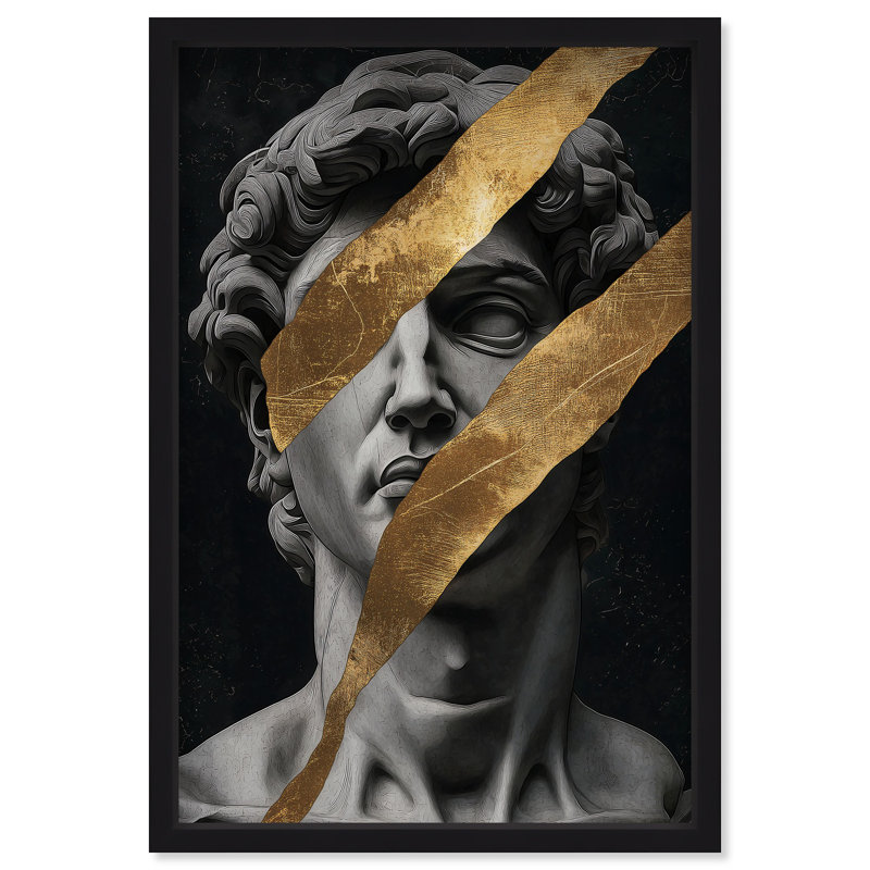 Oliver Gal Statue Statues I - With Hand-Applied Gold Leaf - Shadowbox Framed Wall Art, 32" H x 22" W