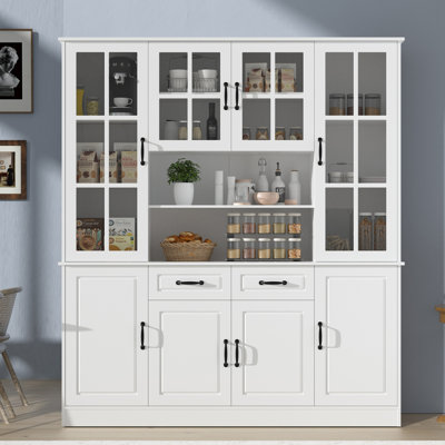 71‘Kitchen Pantry Storage Cabinet, White(63"l X 71"h X 16"w) by Ebern Designs
