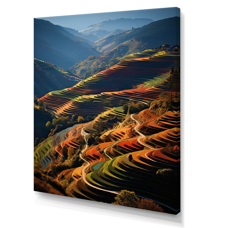 «Scenic Vineyard Mosaic Field», reproduction d'art mural paysage et nature, H 32 po x l 24 po x P 1 po, Toile tendue