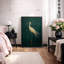 Oiseau aigrette vert rétro, photos de salle de bain rustique moderne, impression sur toile encadrée-115240905-115240910-115240912