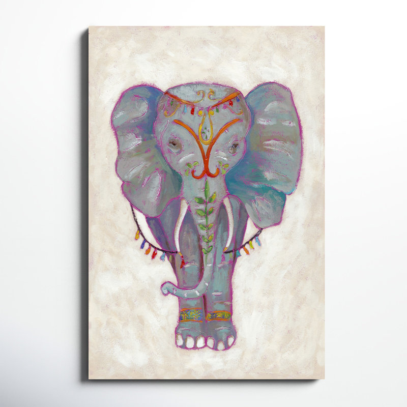 «Festival Elephant II», peinture sur toile, H 48 po x l 32 po