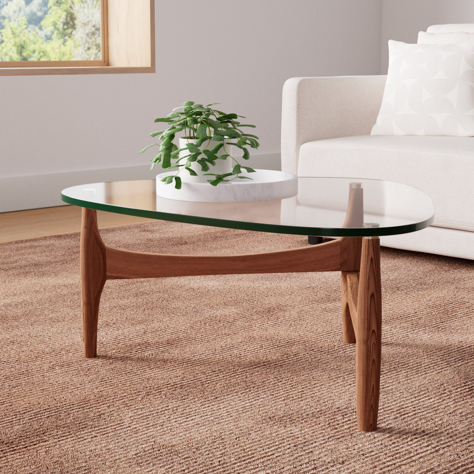 Etna Coffee Table, 15.5" H x 35.44" L x 35.44" W, Walnut