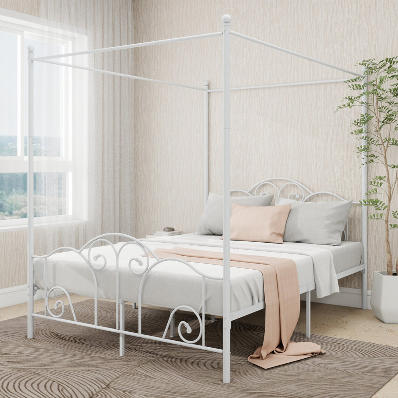 Lit plateforme en métal Tardun, Blanc, Grand