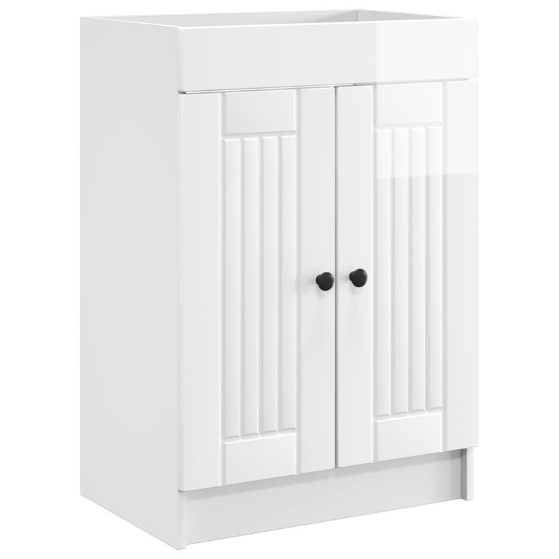 56 mm Single Double Bathroom Vanity Base, High Gloss White