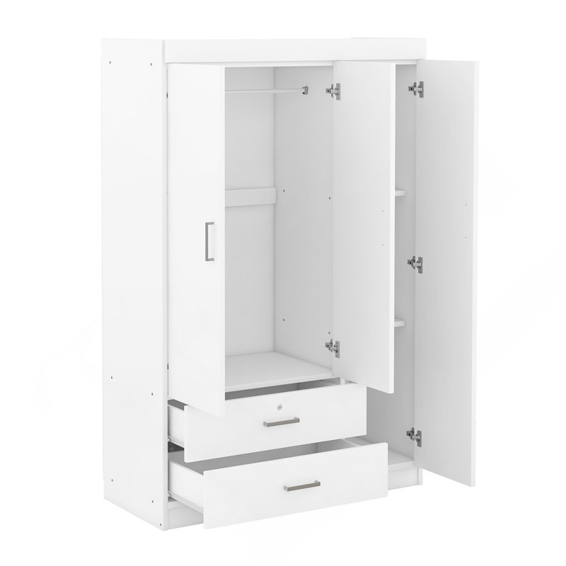 Armoire à miroir 3 portes avec tablettes, Blanc