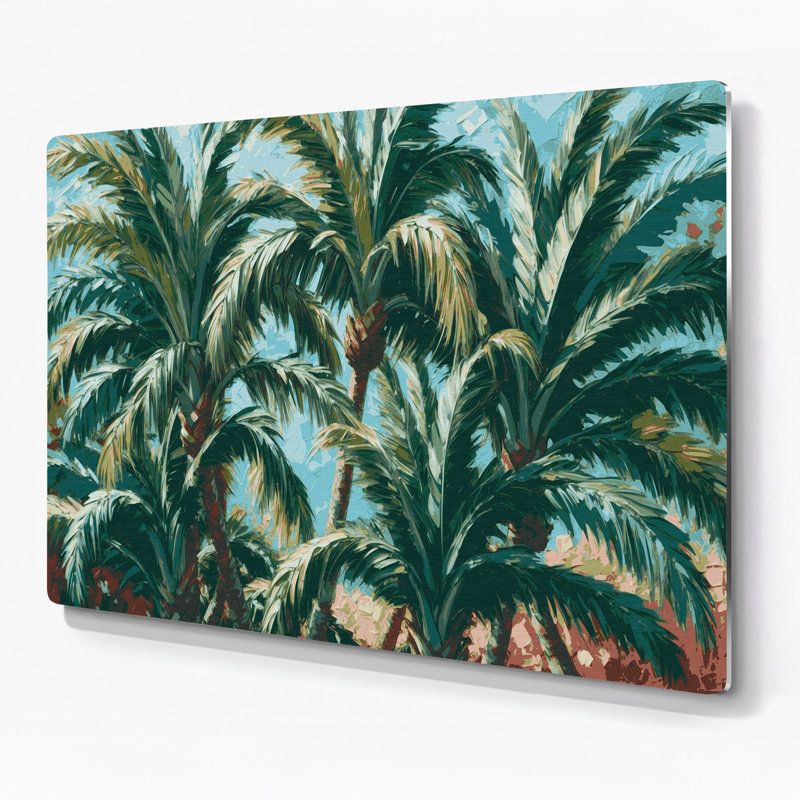 Hawaiian Palm Groups Green Metal Wall Art, 16" H x 20" W