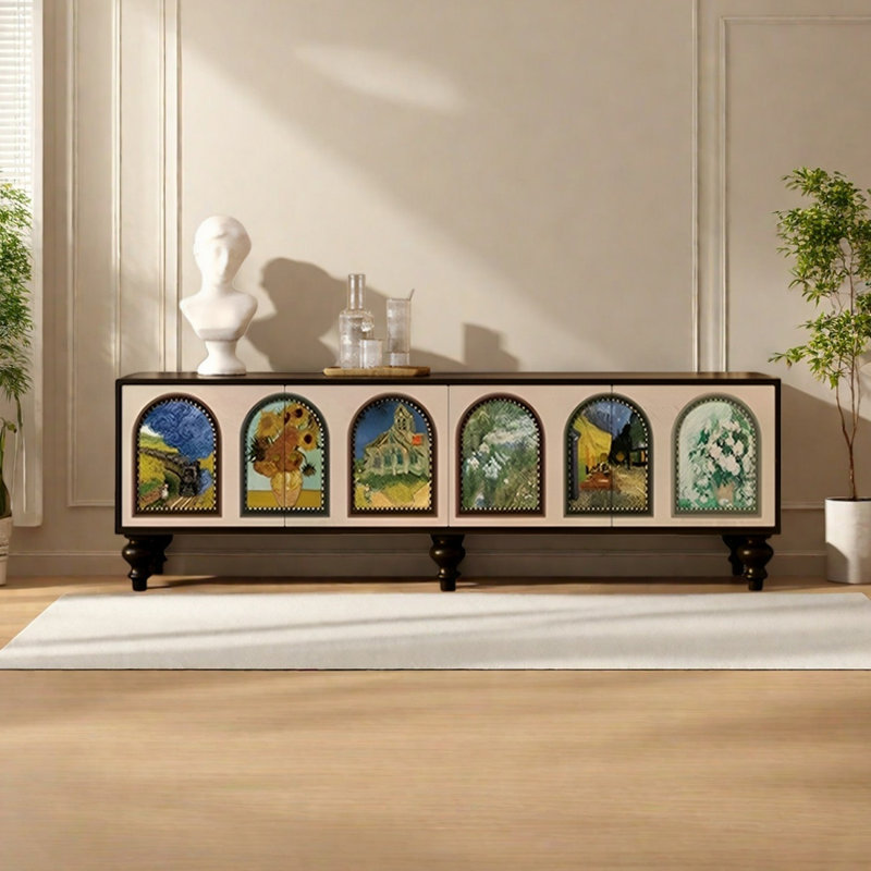 Meuble télé en pin style français, H 21,65 po x L 70,86 po x l 15,75 po