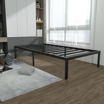 18" Steel Bed Frame Heavy-Duty Noise-Free No Boxspring Needed, Enough Storage Space Underbed