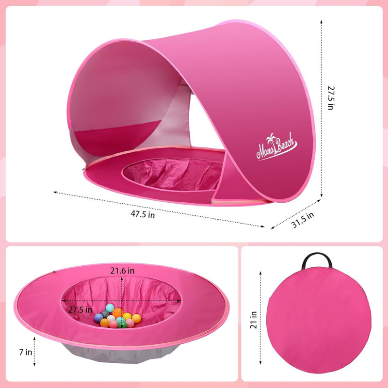Abri de soleil portatif avec protection contre les rayons UV pour bébé avec abri facile à installer, Rose
