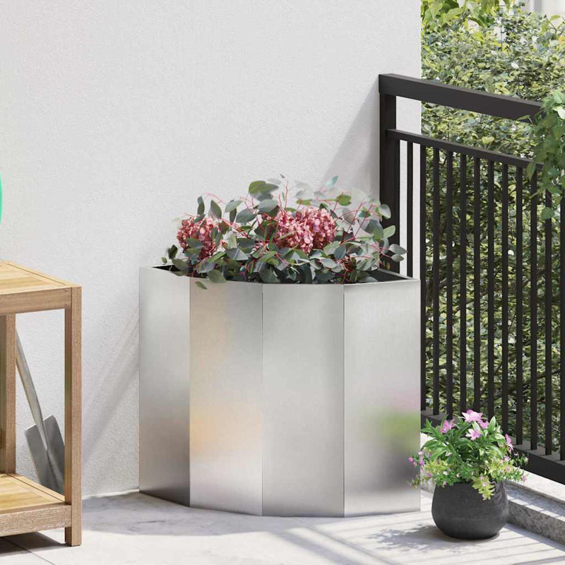 Planter Box, Silver, 50cm H x 45cm W x 45cm D