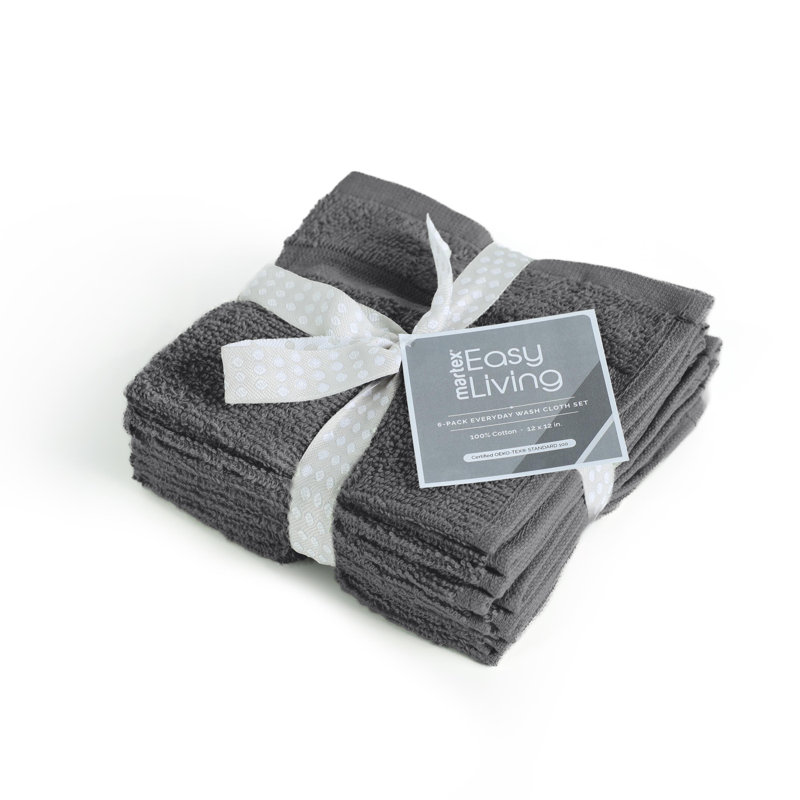 Martex The Everyday Charcoal Washcloth Set, Charcoal