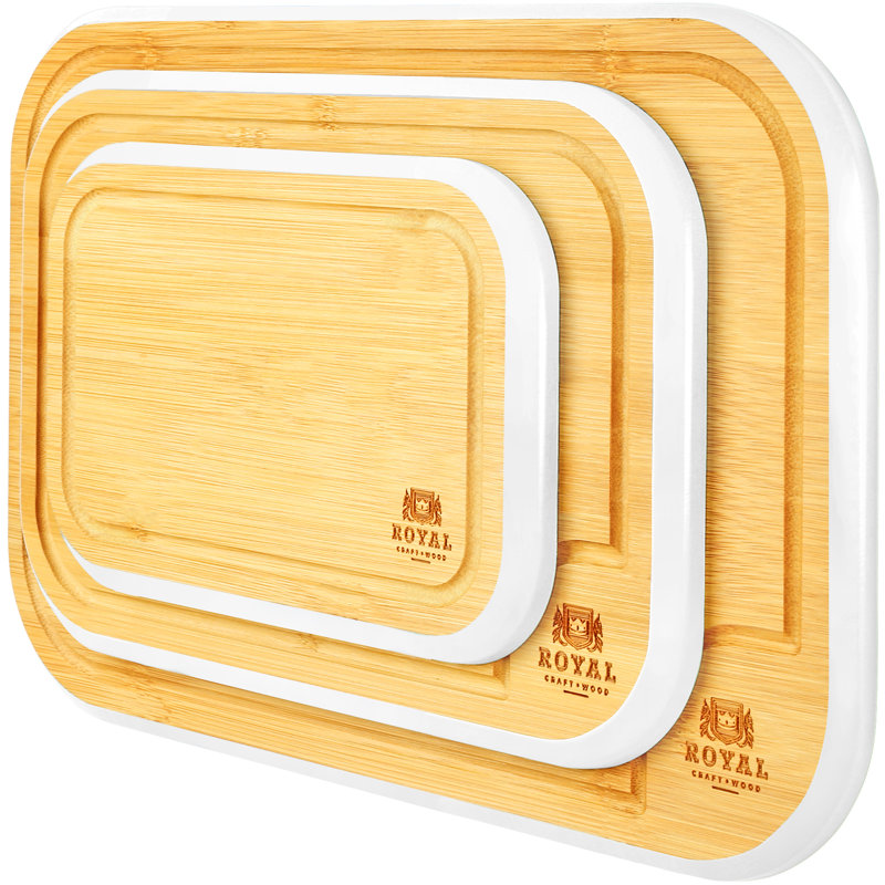 Ensemble de planche à découper en bambou Roundcutbo, Blanc