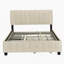 Grand lit plateforme tapissier en velours avec 2 tiroirs et 1 lit gigogne simple TG - beige