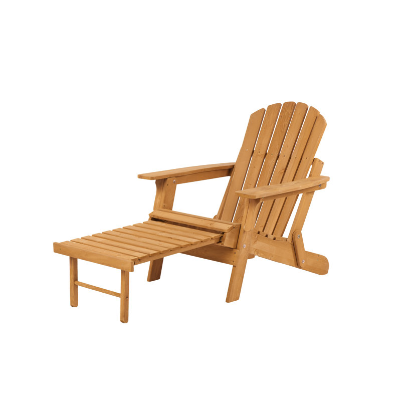 Chaise Adirondack pliante en bois massif DriftCove avec repose-pieds rétractable