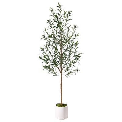 5 pi / 6 pi olivier artificiel en pot blanc moderne