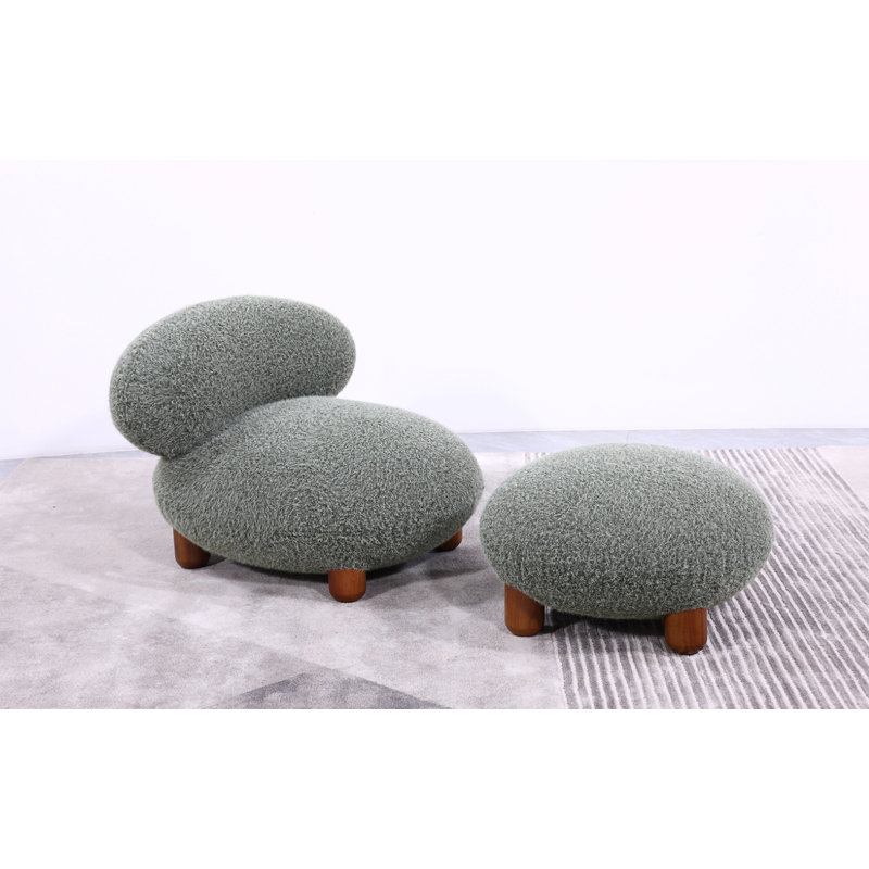 Fauteuil et repose-pieds NOOM, Mélange de polyester gris / laine