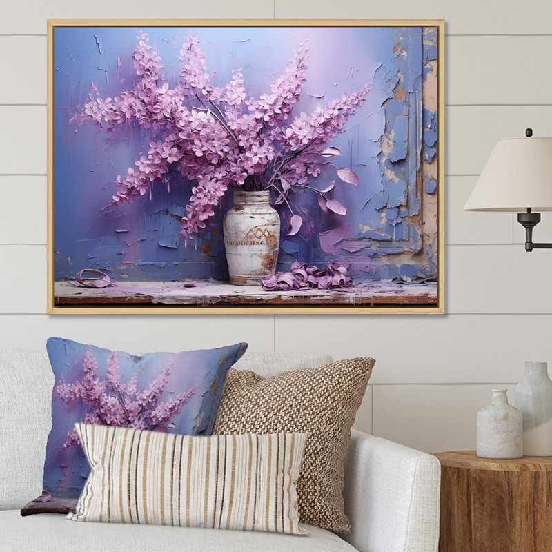 Vase lilas Bouquet Reverie - imprimé, Cadre flottant blanc, H 24 po x l 32 po x P 1 po