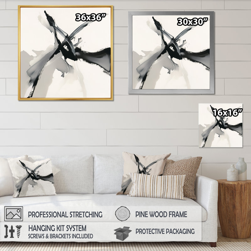 «Abstract Neutral VI» sur toile, Cadre doré à une seule photo, H 44 po x l 34 po x P 1,5 po