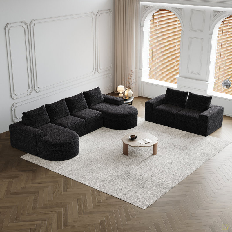 Canapé modulaire Chenille Cloud, Chenille noir