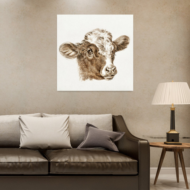 Tête de vache, art mural rétro rétro classique, H 32 po x l 32 po