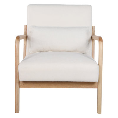 Mid Century Modern Armchair With Solid Wood Frame, Detachable Lumubar Pillow For Living Room And Bedroom Comfort