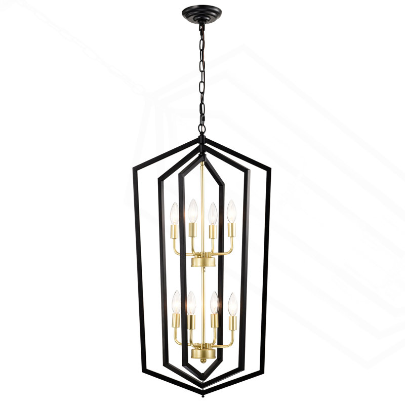 Luminaire suspendu moderne en métal 8 lumières, H 33,54 po x l 18,11 po x P 18,11 po, 8 lumières