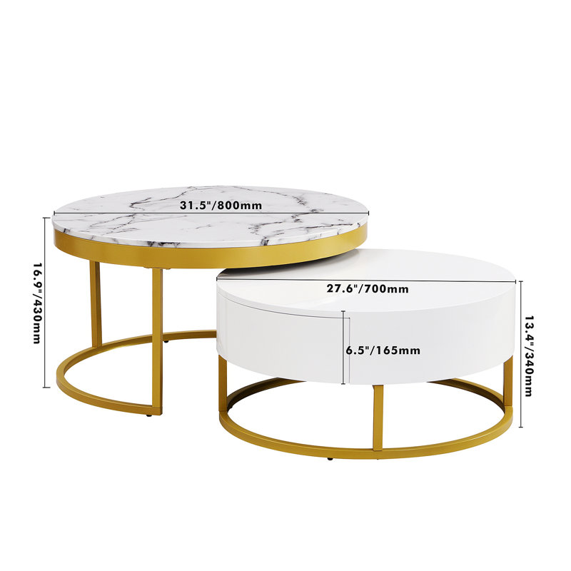 Kreig Nesting Coffee Table, Dark White