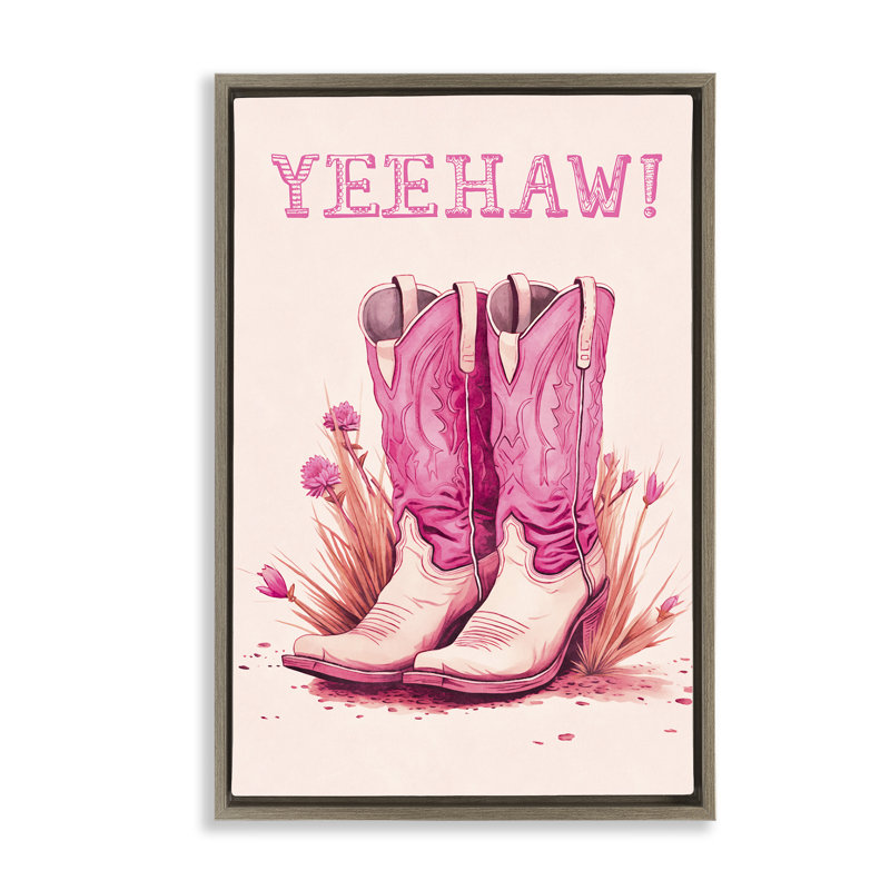 Toile flottante encadrée Yeehaw Pastel par Andrea Haase, H 25 po x l 17 po, Cadre flottant orme Montalcino