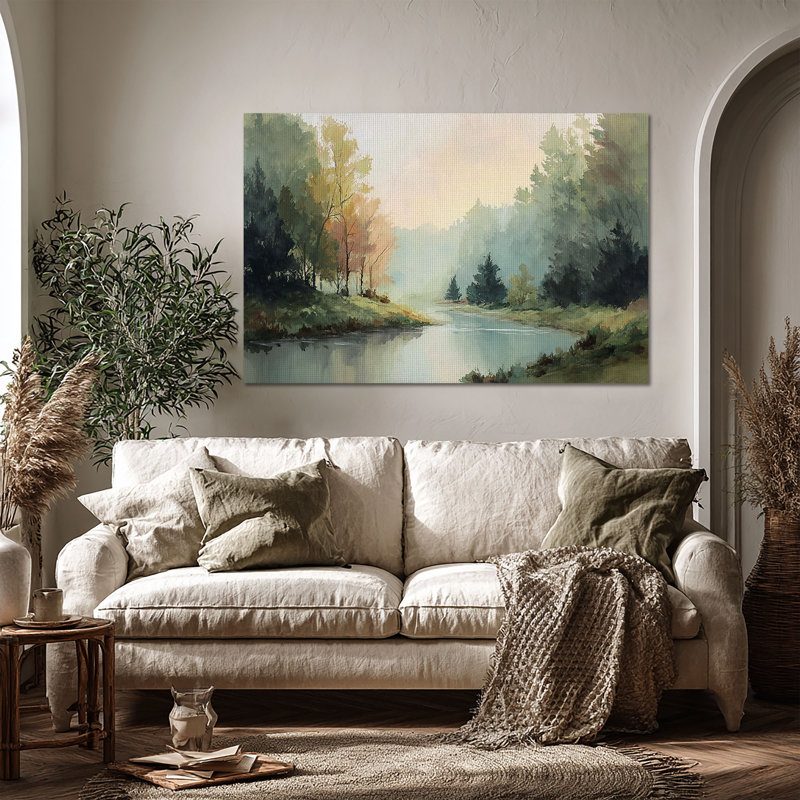 Art d'hiver sur toile tendue grand paysage d'hiver - décor de salon, de chambre à coucher ou de bureau, L 36 po x H 24 po
