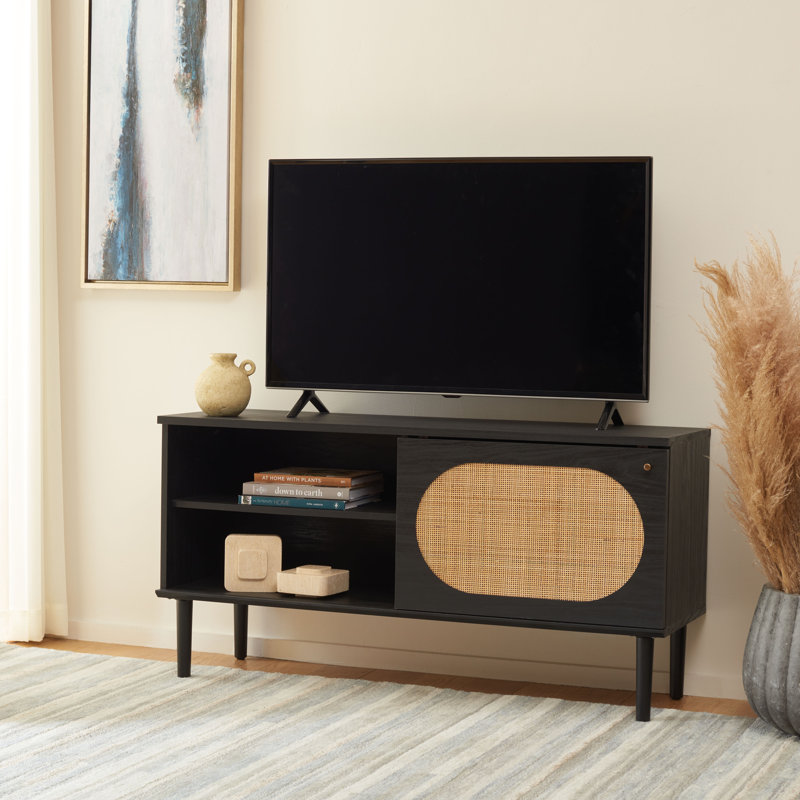 Claude 1 Door 2 Shelf TV Stand, Black