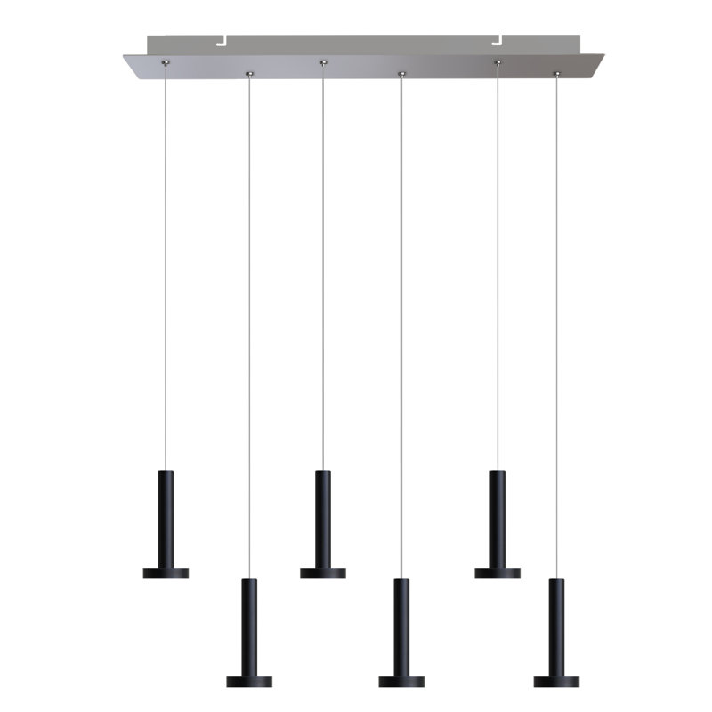 Luminaire suspendu pour îlot de cuisine 6 lumières Netice, Noir