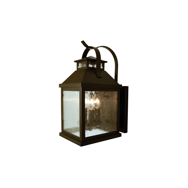 Canterbury 3 - Light Outdoor Wall Lantern, Clear Seedy, Rustic Brown
