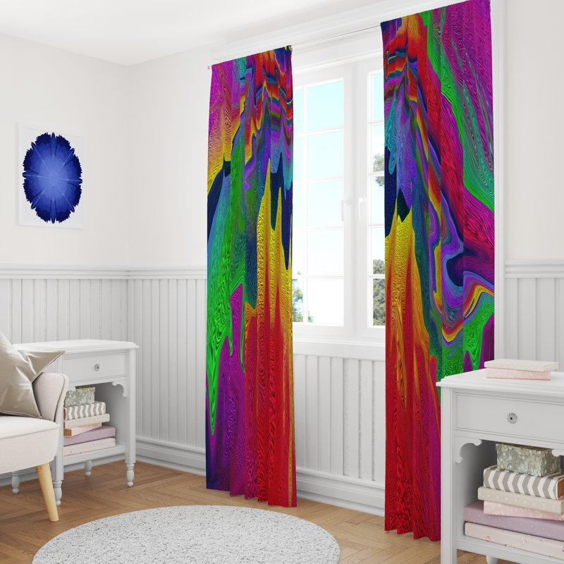 Paire de rideaux semi-transparents avec passe-tringle Rainbow Swirls, L 20 po x L 61 po