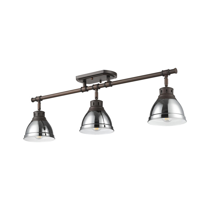 Bryannah 3-Light Semi-Flush - Track Light, Rubbed Bronze, Chrome