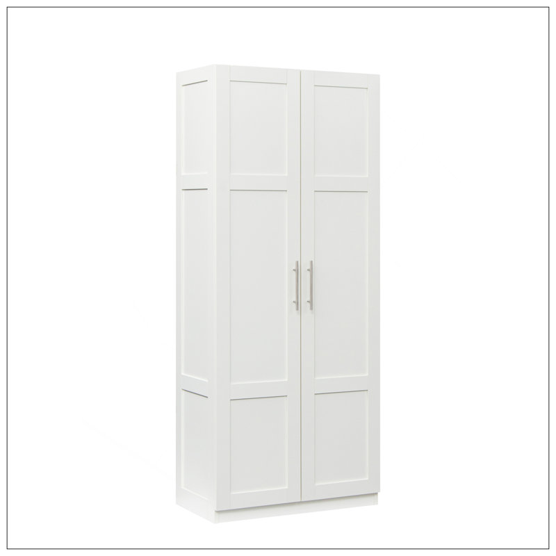 Armoire haute et armoire de cuisine avec 2 portes et 3 cloisons pour séparer 4 espaces de rangement, Blanc