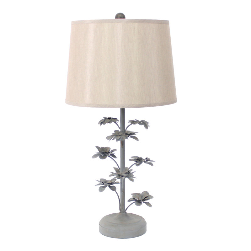 Lampe de table en métal gris avec abat-jour conique gris Griswald
