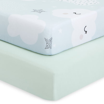 Evolur Dreamer Collection ( 2pc Sheet Set ), Seafoam Green & Cloud Print