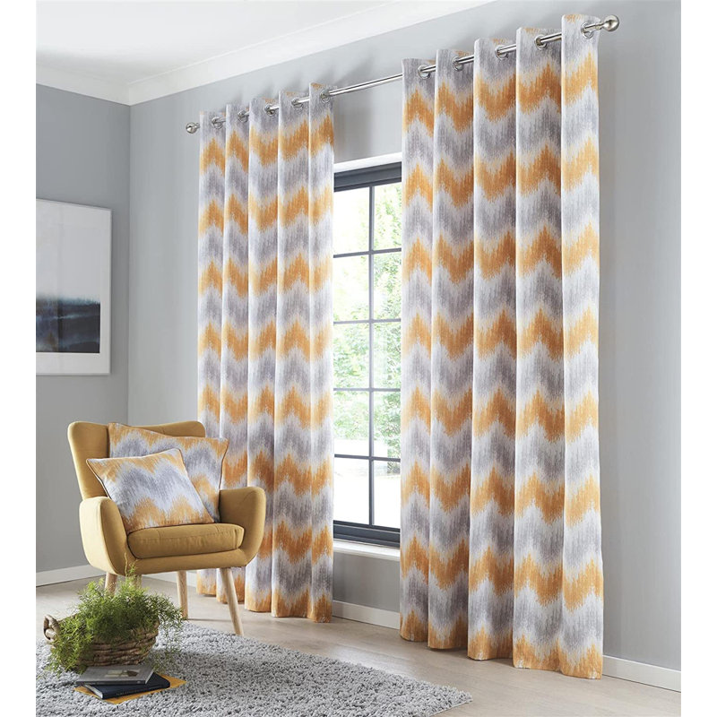 Jeffenese Room Darkening Curtain Panel Pair, Ochre, Width 168 x Drop 229 cm